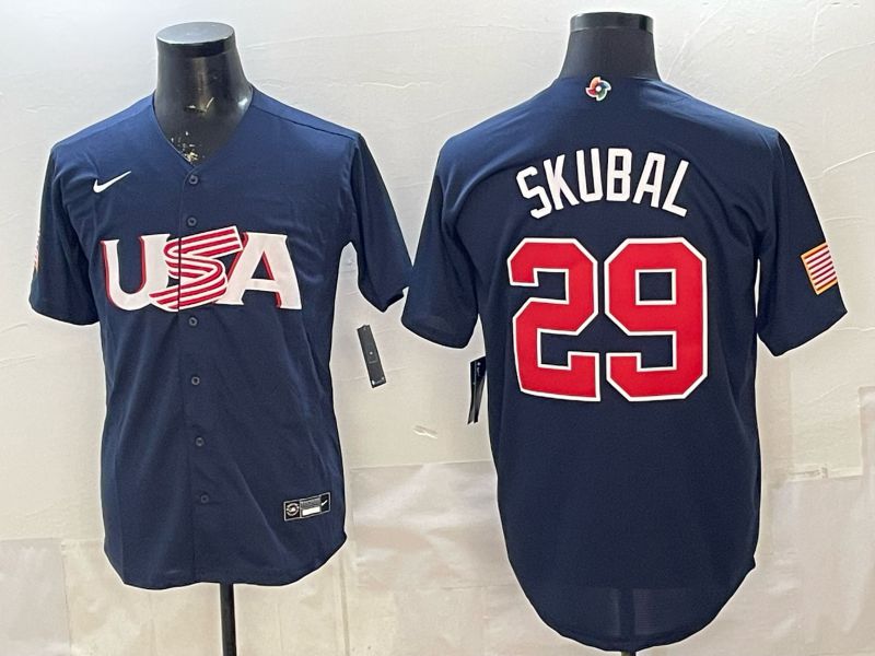 Men 2026 World Cub USA #29 Skubal Blue Nike MLB Jersey style 001
